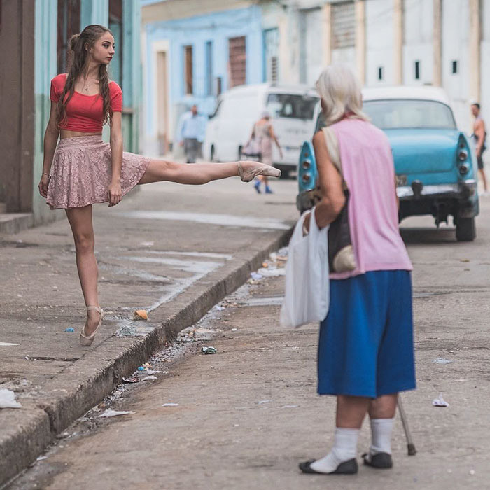 Ballet Dancers On The Streets Of Cuba