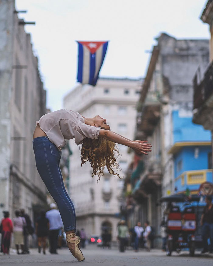 Ballet Dancers On The Streets Of Cuba