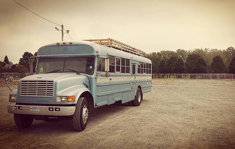 Dad And Son Convert Old School Bus Into A Tiny Dream Home