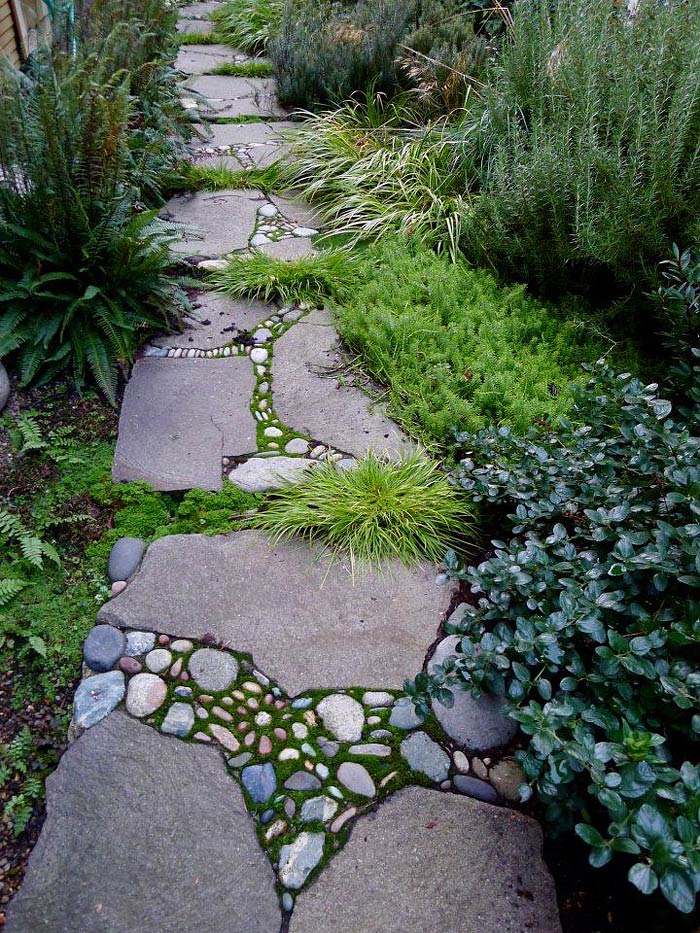 Garden Pathway Pebble Mosaic Ideas 