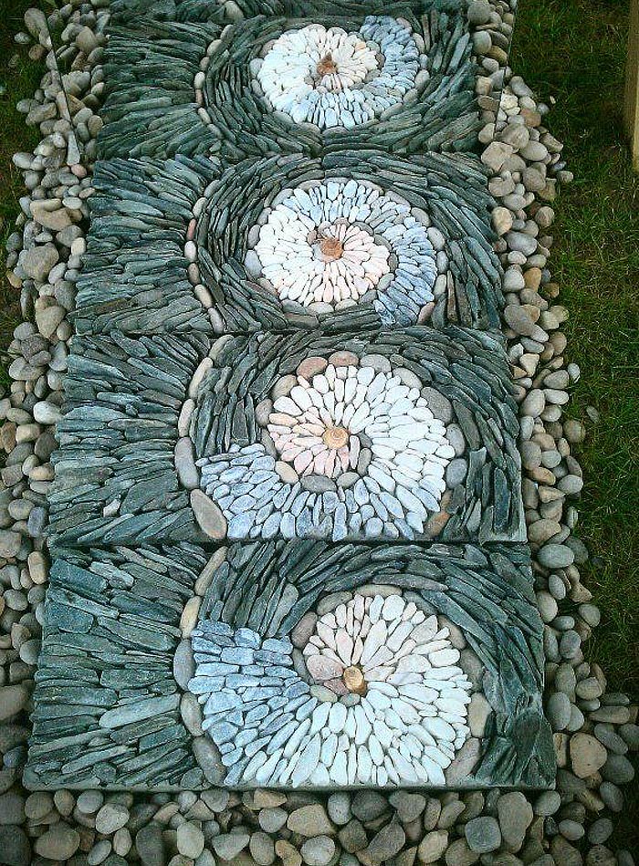 Garden Pathway Pebble Mosaic Ideas 