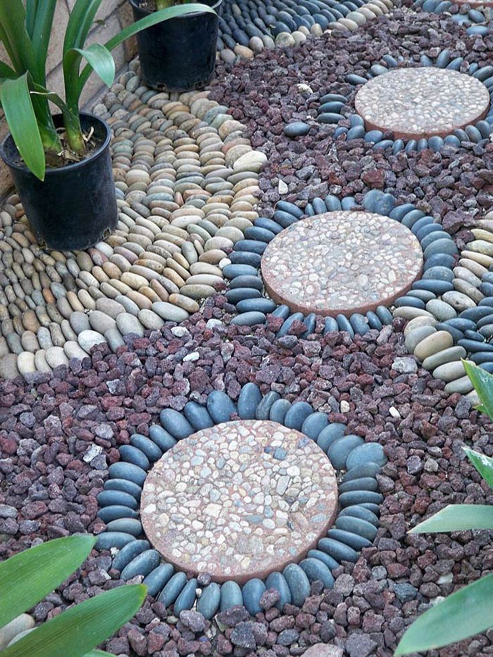 Garden Pathway Pebble Mosaic Ideas 