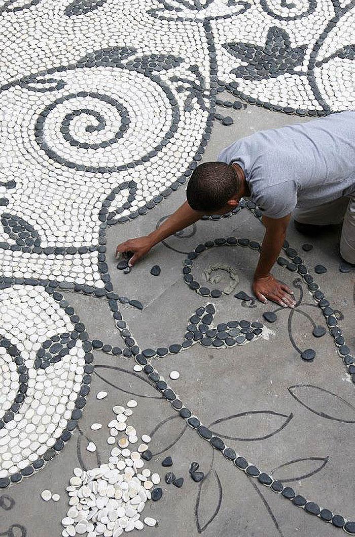 Garden Pathway Pebble Mosaic Ideas 