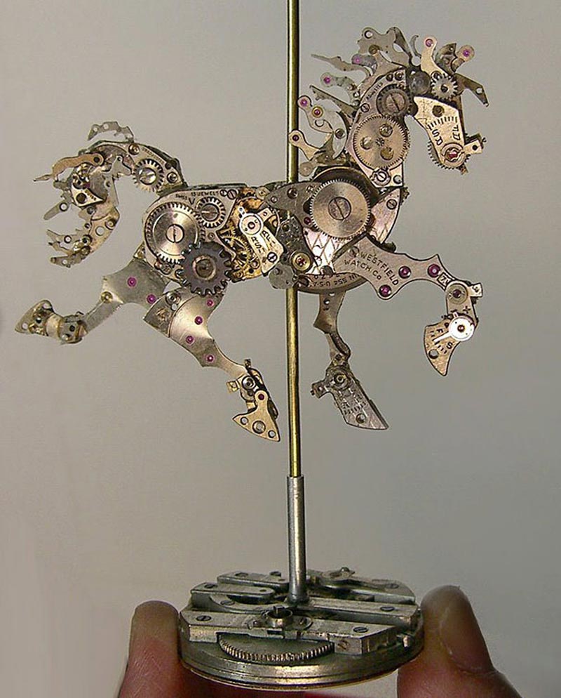 Old Watch Parts Recycled Into Steampunk Sculptures