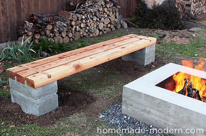 DIY Outdoor Concrete Bench