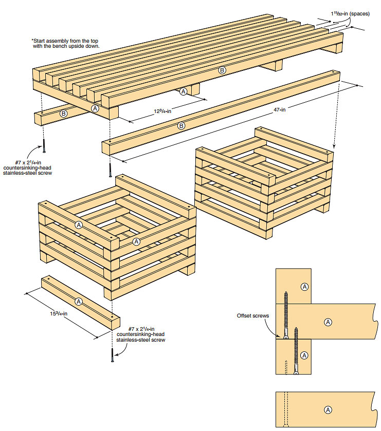 DIY Box Crib-Style Outdoor Bench and Planter