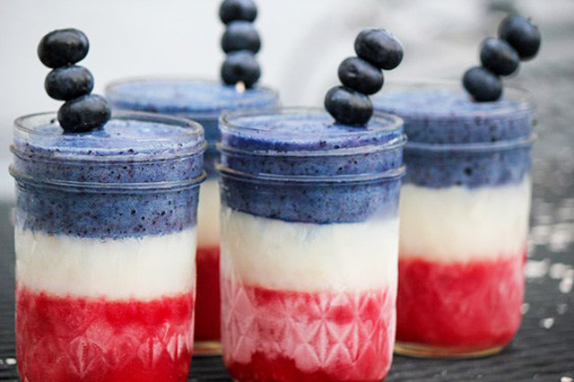 Patriotic Strawberry Blueberry Cream Smoothies