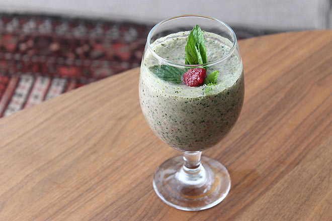 Raspberry and Mint Green Smoothie