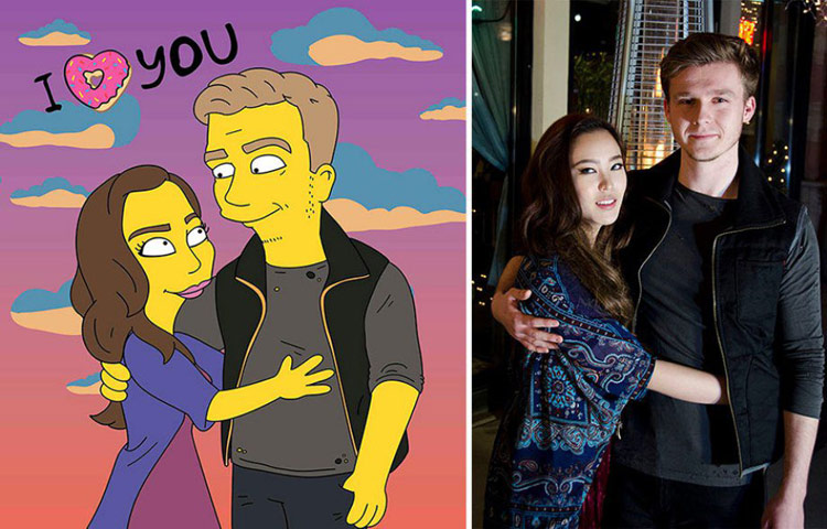 Artist transforms real-life photos into Simpsons caricatures