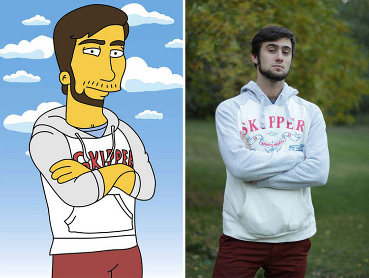 Artist transforms real-life photos into Simpsons caricatures