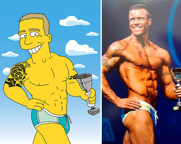 Artist transforms real-life photos into Simpsons caricatures