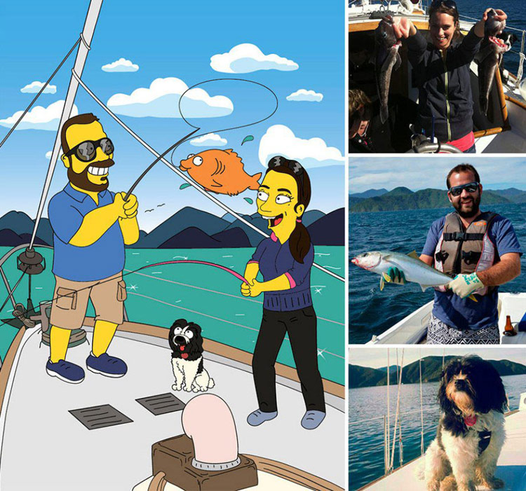 Artist transforms real-life photos into Simpsons caricatures