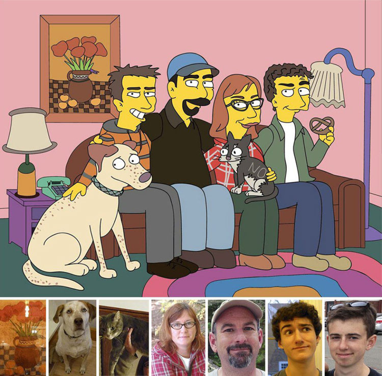 Artist transforms real-life photos into Simpsons caricatures