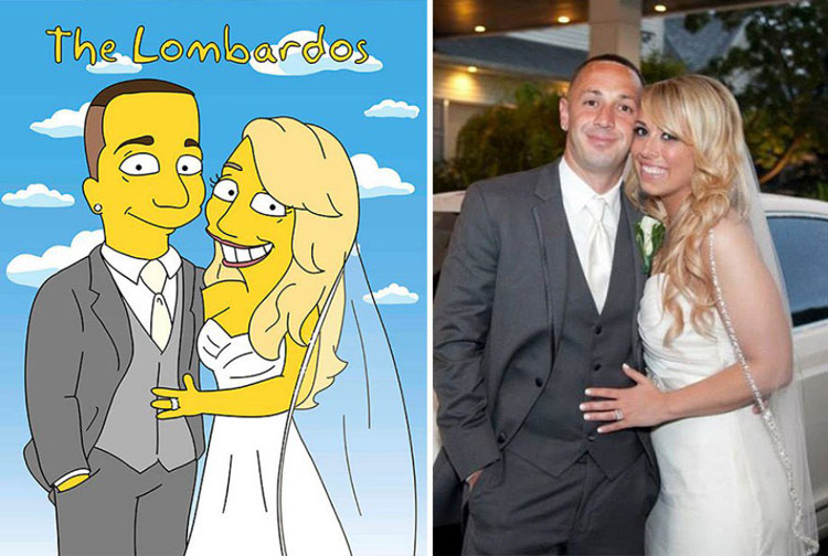 Artist transforms real-life photos into Simpsons caricatures