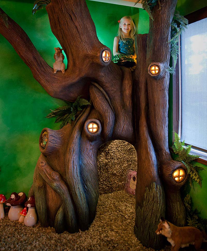 Dad Turns Daughter's Room Into Fairytale Treehouse