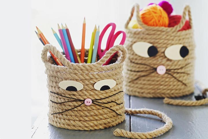 Easy Craft for Kids - Cat Storage Baskets