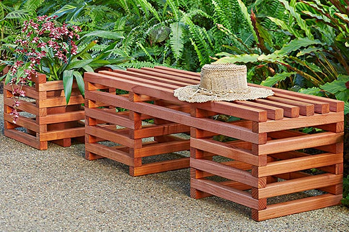 DIY Box Crib-Style Outdoor Bench and Planter