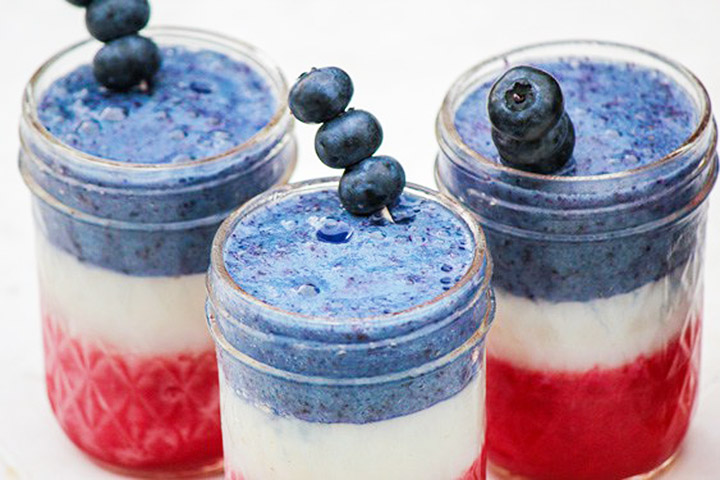 Patriotic Strawberry Blueberry Cream Smoothies