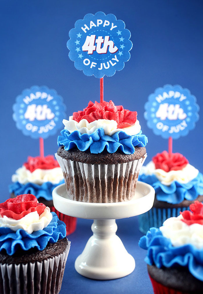 July 4th Ruffle Chocolate Cupcake