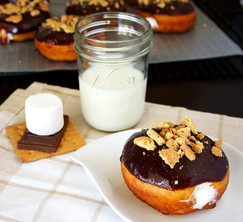 Marshmallow Cream Filled S’mores Doughnuts