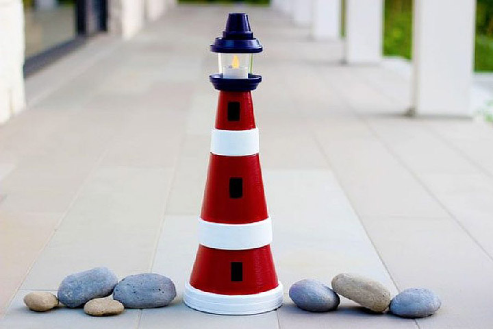 DIY - How to Make a Clay Pot Lighthouse