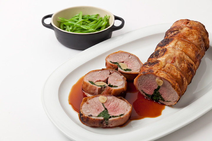 Christmas Dinner Ideas - Stuffed Lamb With Buttered Beans